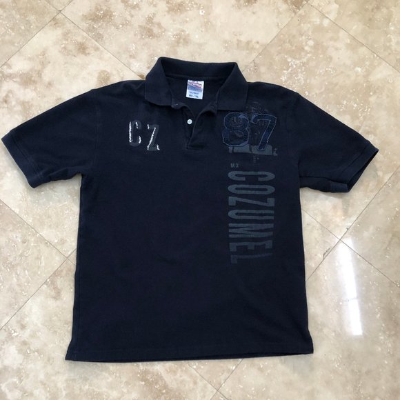 Cozumel Mexico Collared Polo Shirt w/ CZ with 87 Embellishments PRICED TO SELL - Picture 1 of 7